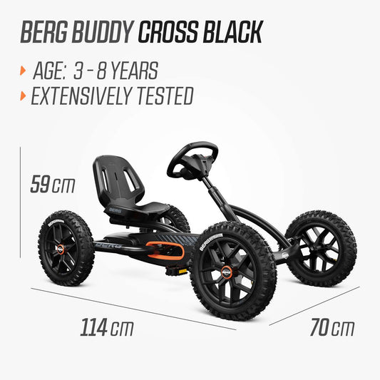 BERG Buddy Cross Black + Handbrake Gokart