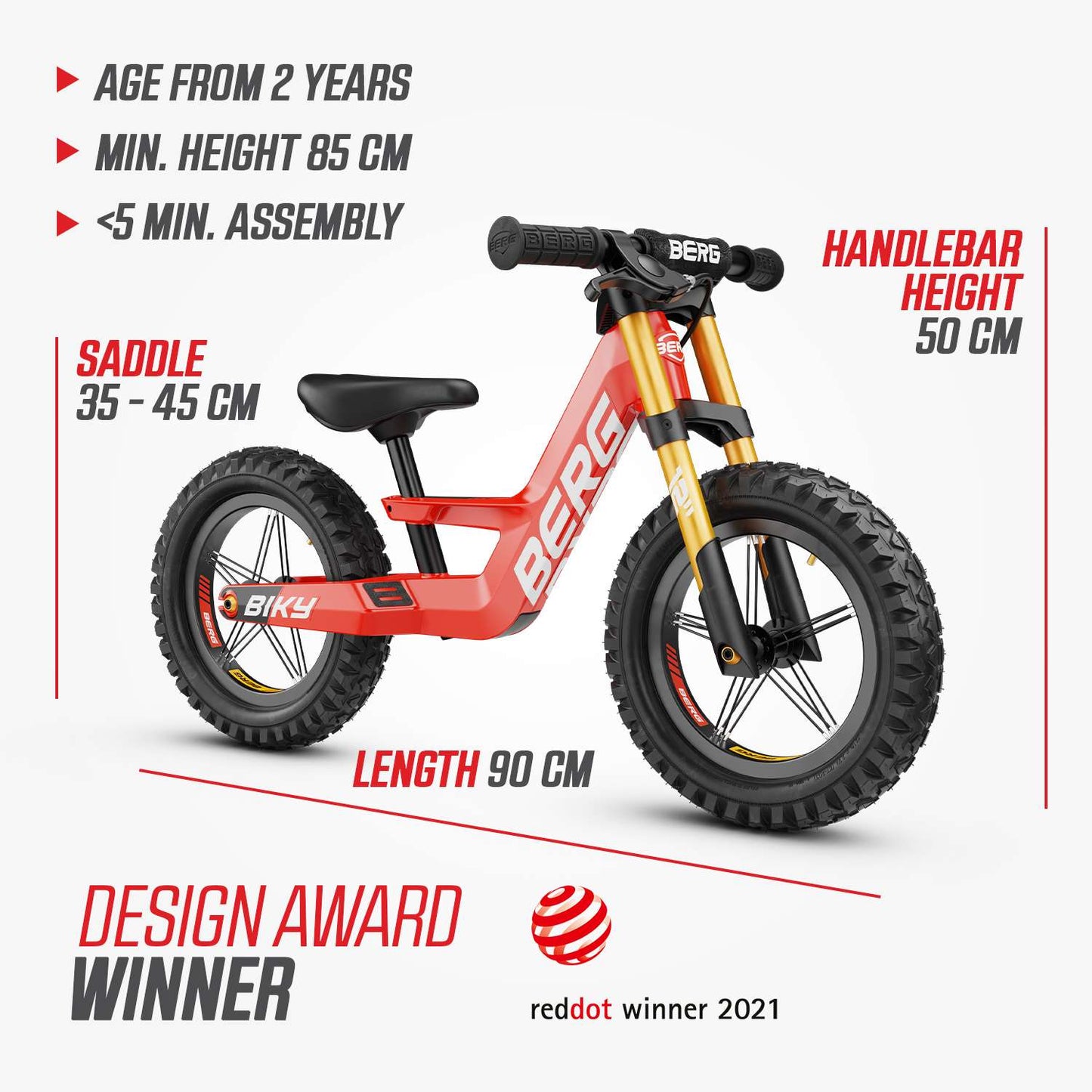 BERG Biky Cross Red Handbrake Løbecykel
