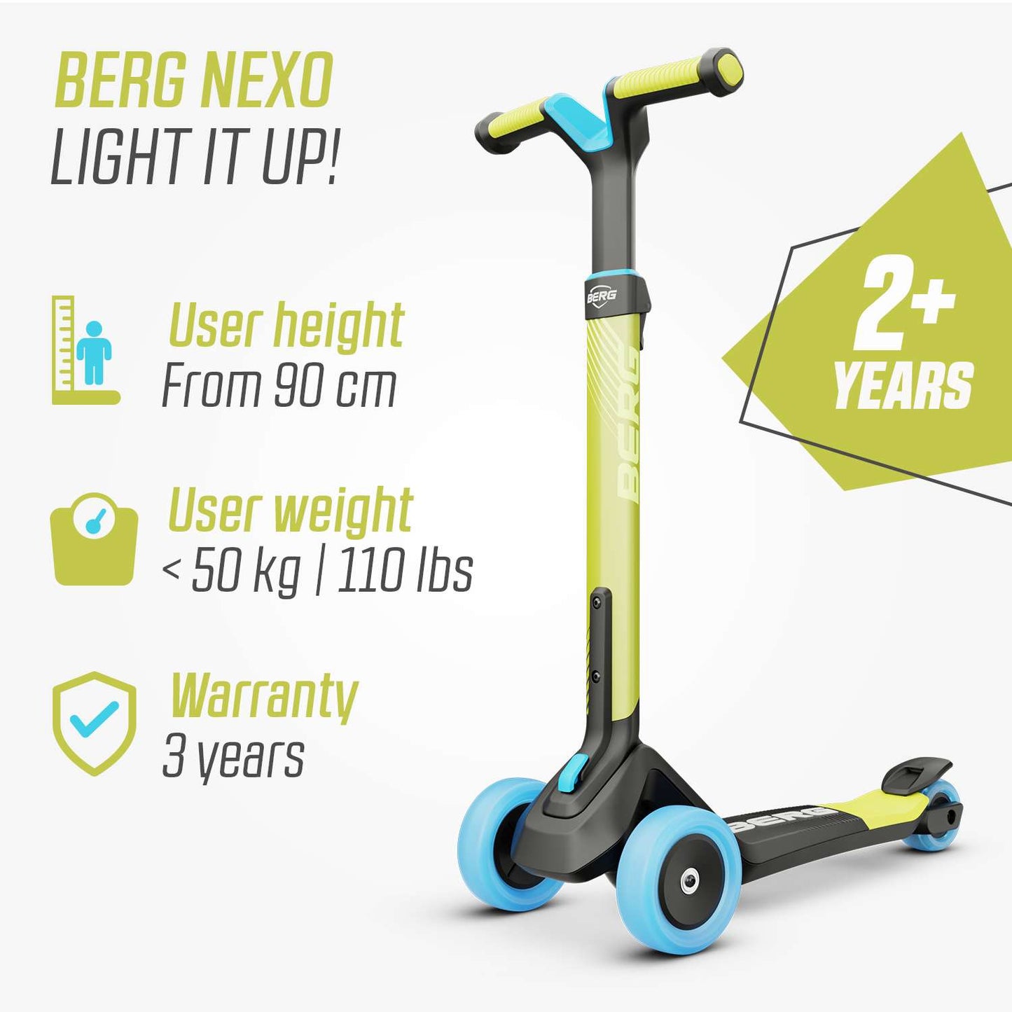 BERG Nexo Foldable Lime Løbehjul