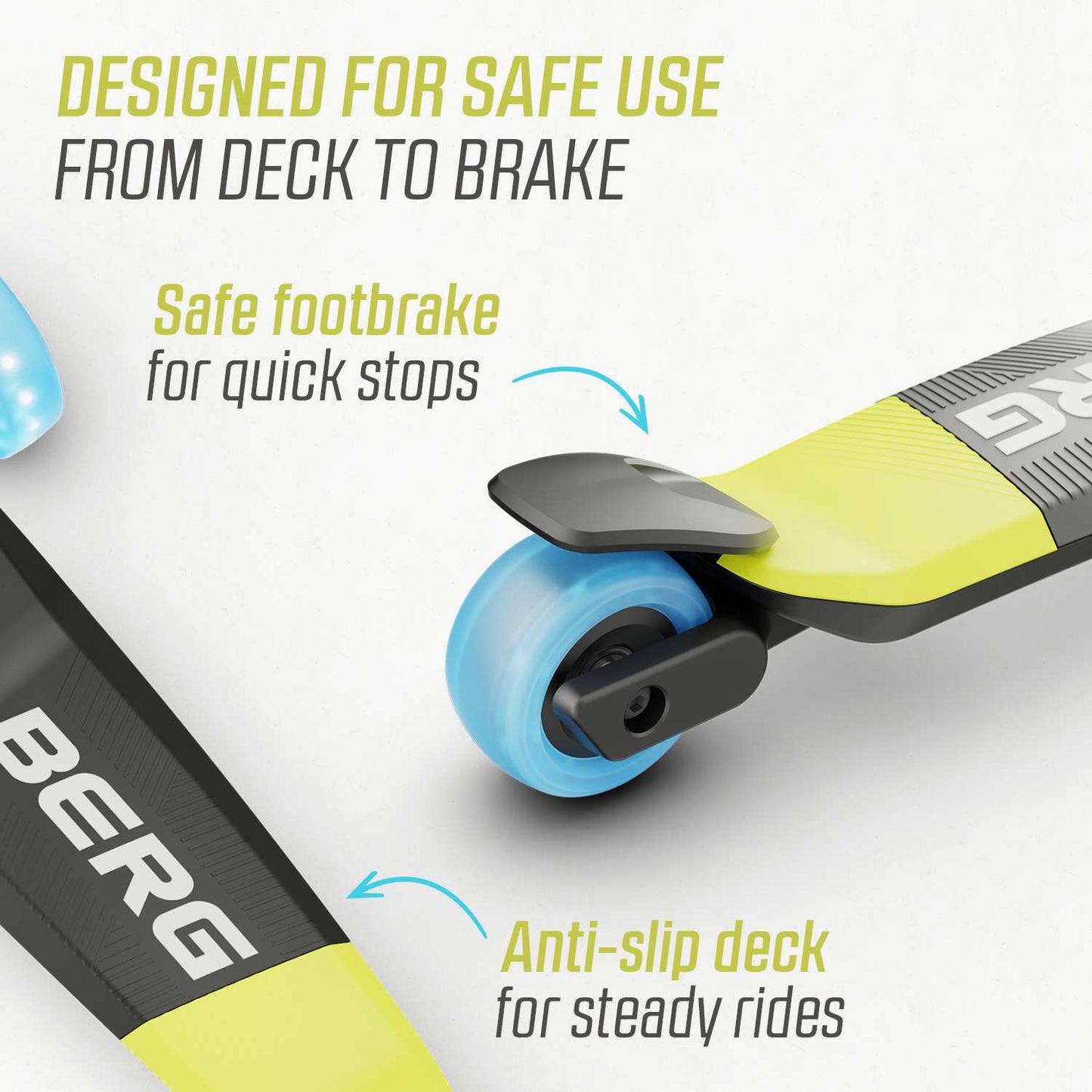 BERG Nexo Foldable Lights LED-deck Lime Løbehjul
