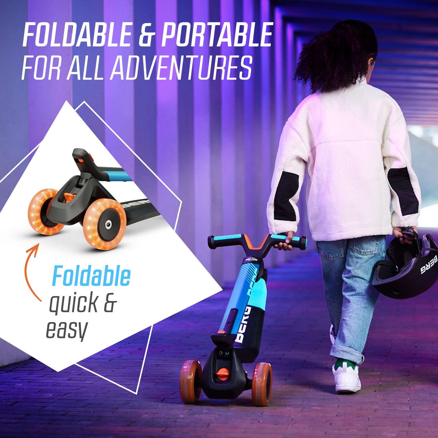 BERG Nexo Foldable Lights LED-deck Blue Løbehjul