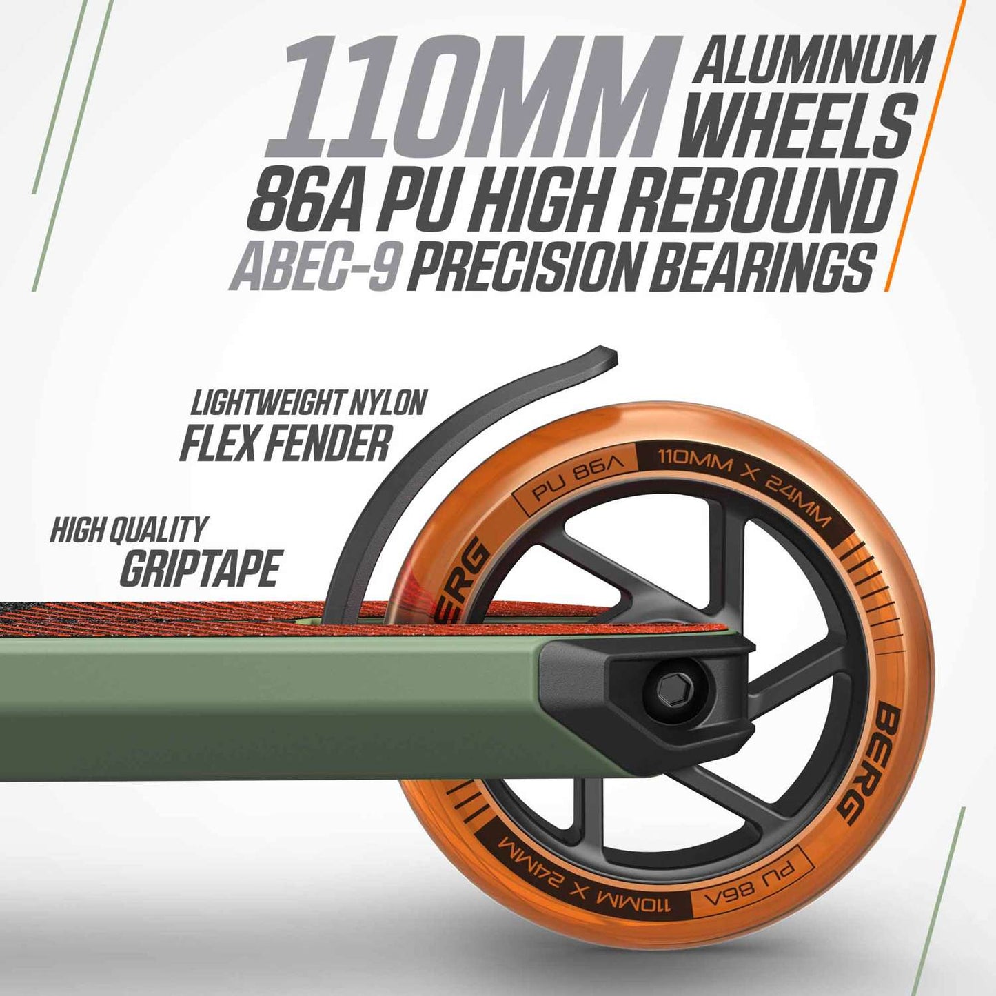 BERG Proxus X1 Green/Orange Løbehjul
