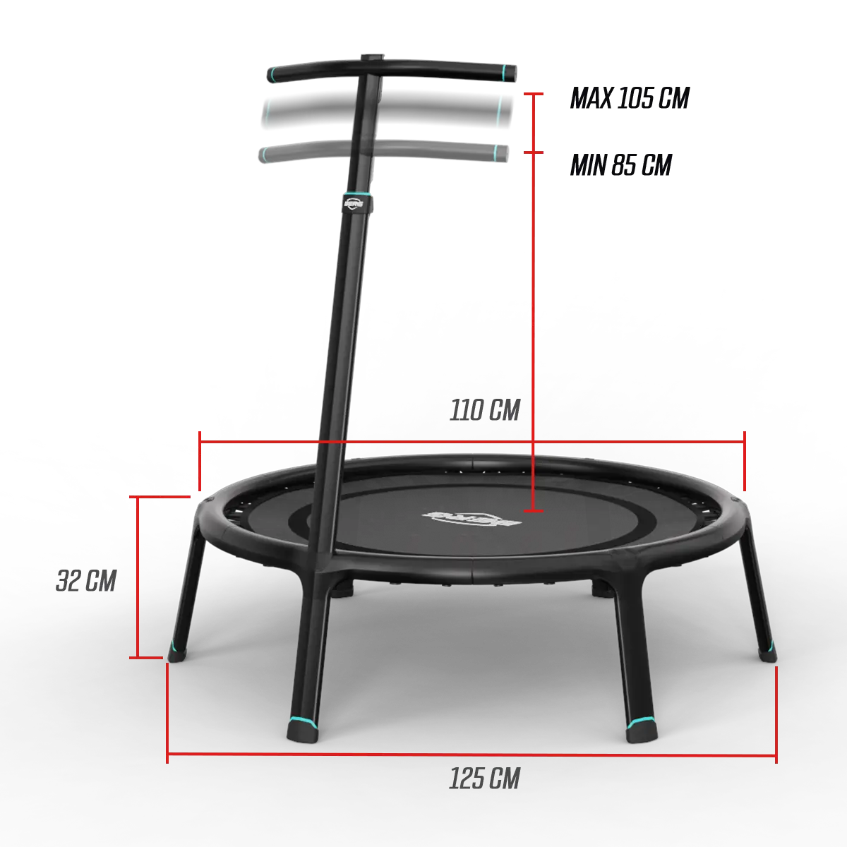 BERG Fitness Trampoline 110 Black + Handlebar