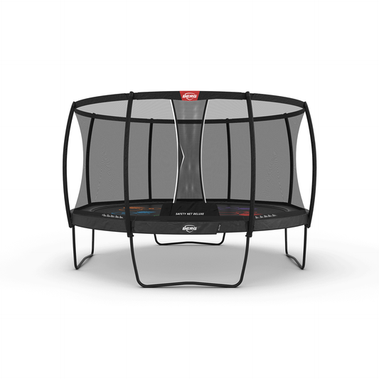 BERG Elite Regular 430 Grå Levels Trampolin + Safety Net Deluxe