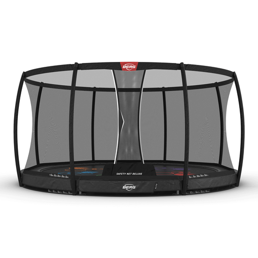 BERG Elite InGround 430 Grå Levels Trampolin + Safety Net Deluxe