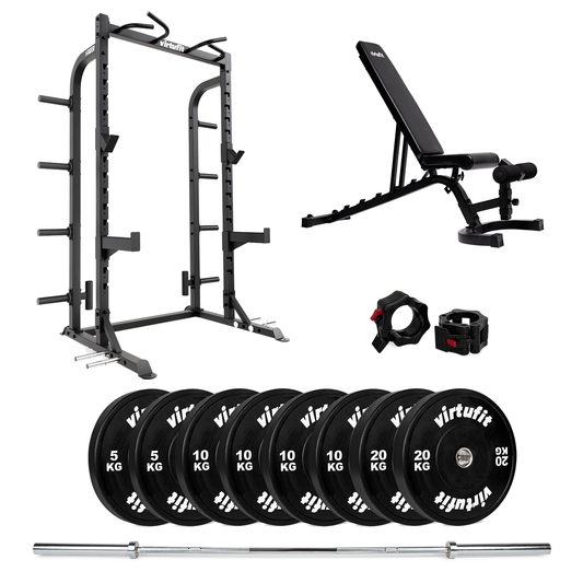 VirtuFit HR100 Half Rack med Bumper og bænk – 110 kg