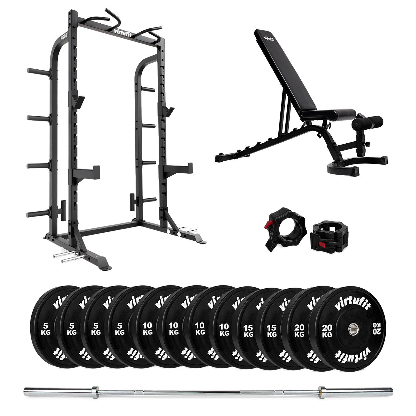 VirtuFit HR100 Half Rack med Bumper og bænk – 150 kg