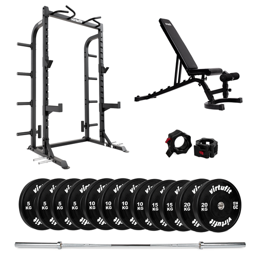 VirtuFit HR100 Half Rack med Bumper og bænk – 150 kg