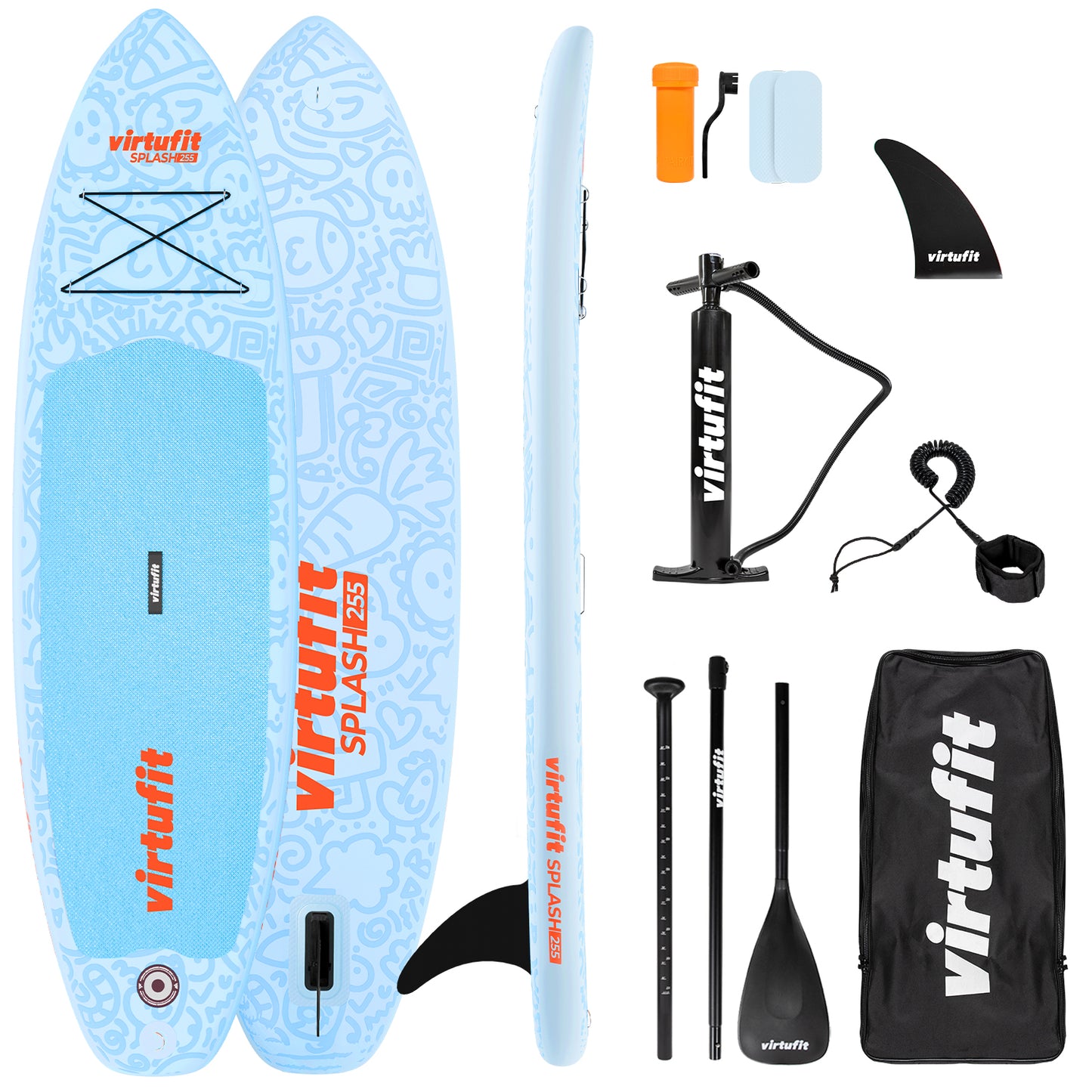 VirtuFit SUP Board Splash 255 - Doodle Blue