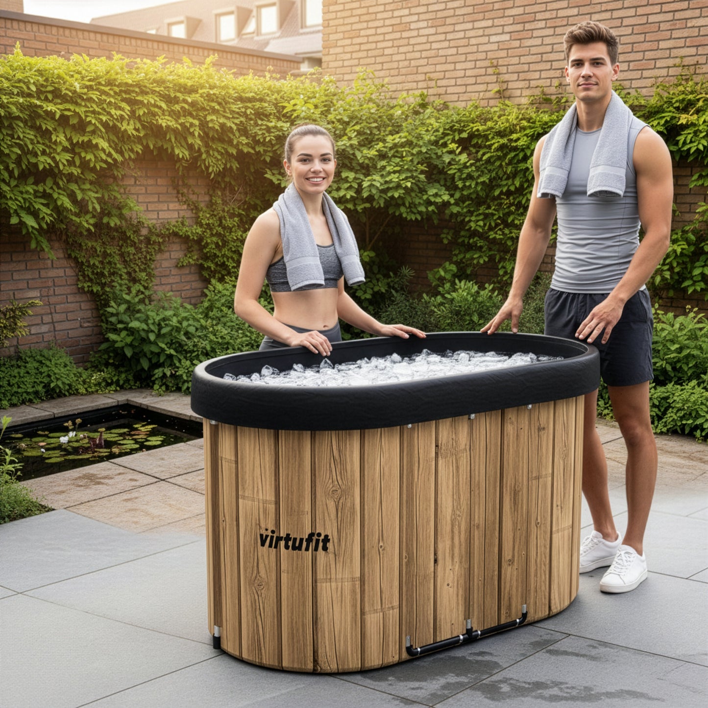 VirtuFit Oval Isbad - 500 liter Wood Look