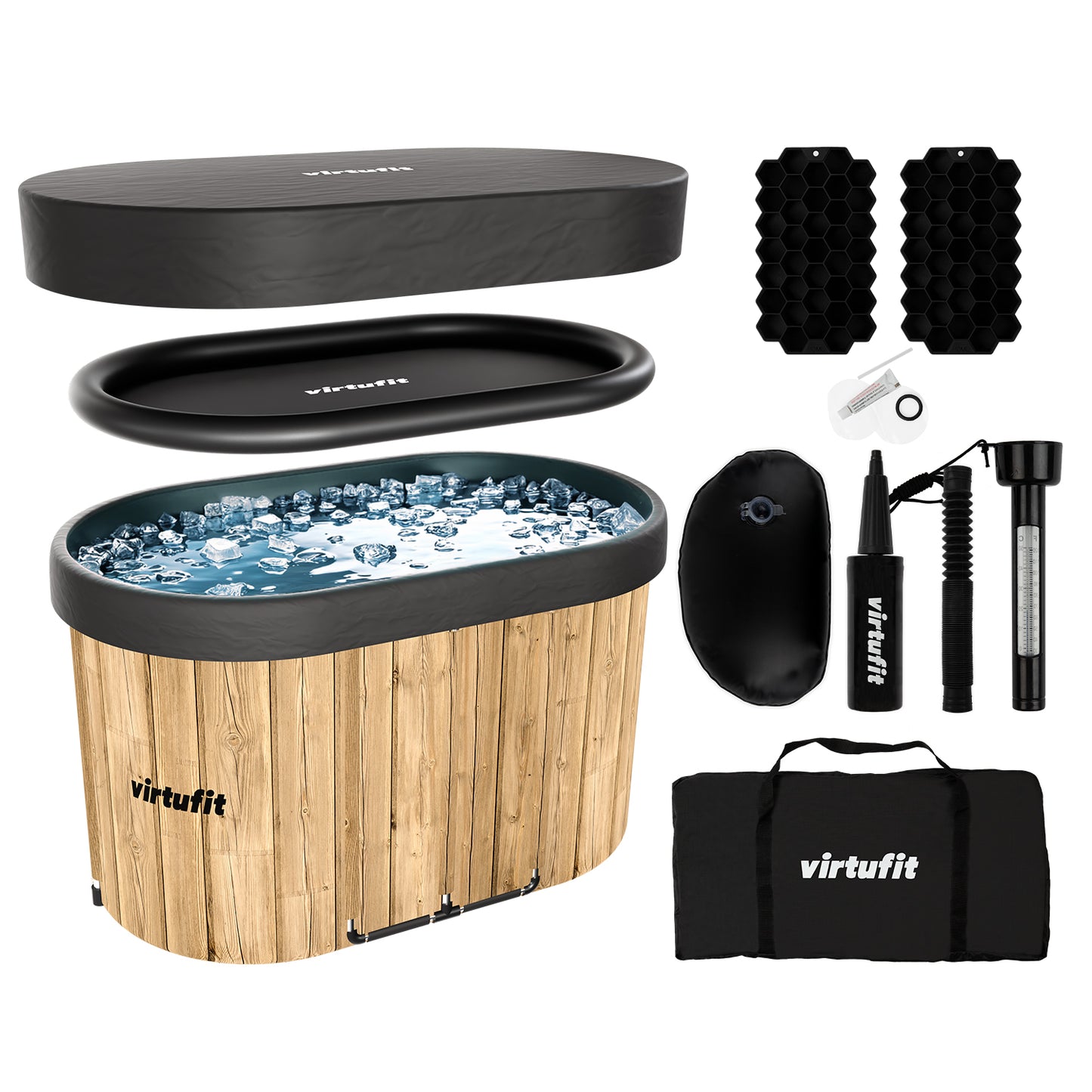 VirtuFit Oval Isbad - 500 liter Wood Look