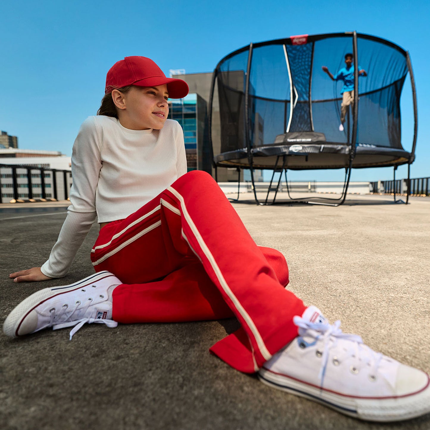 BERG Champion Regular 430 Grå Trampolin + Safety Net DLX XL