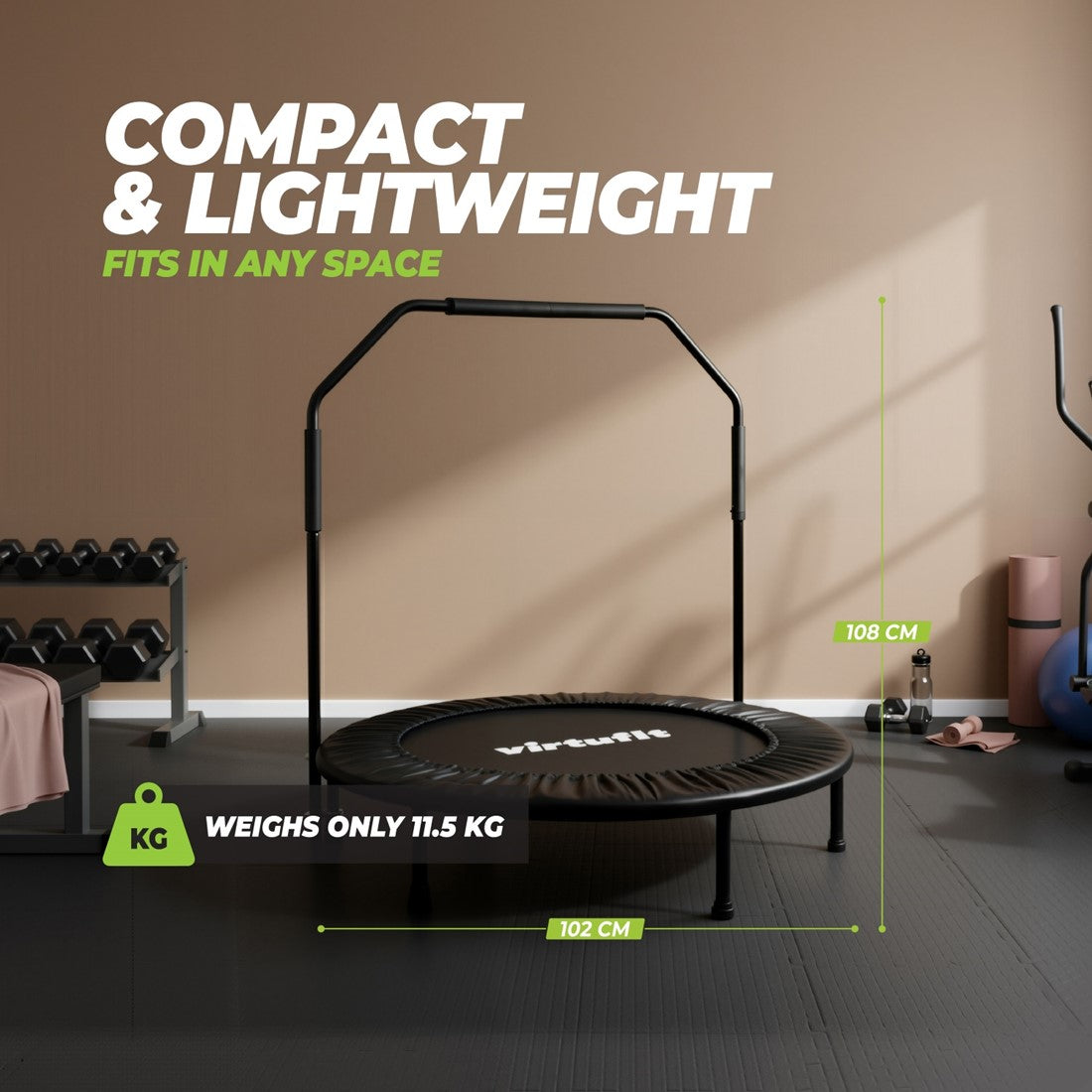 VirtuFit Foldbar Fitness Trampolin med Håndtag