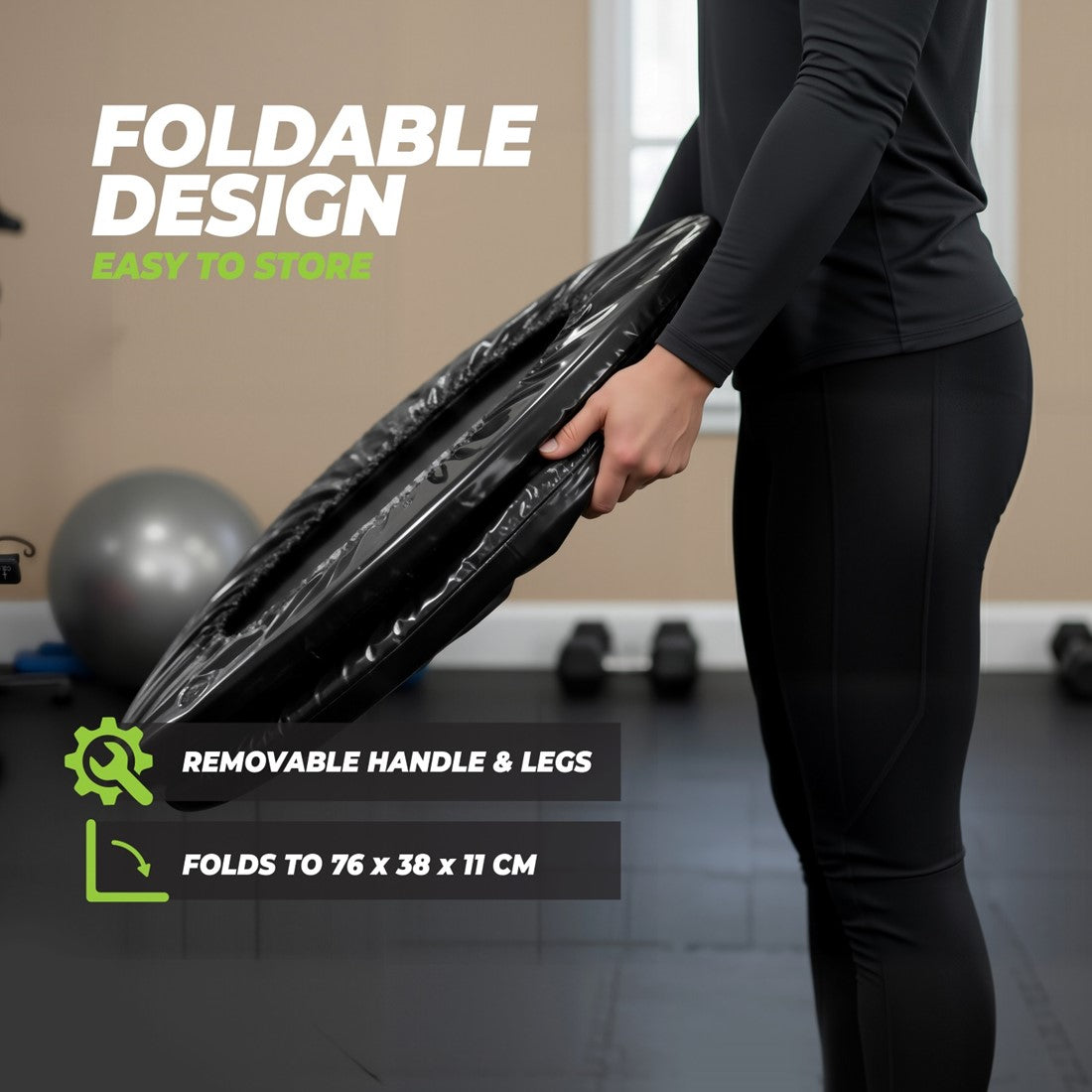 VirtuFit Foldbar Fitness Trampolin med Håndtag